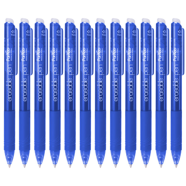 ParKoo Retractable Erasable Gel Pens Twist-Write, Fine Point 0.7 mm, Make Mistake Disappear, 12 Blue Ink Pens for Drawing Writing Planners and Crossword Puzzles - ParKoo