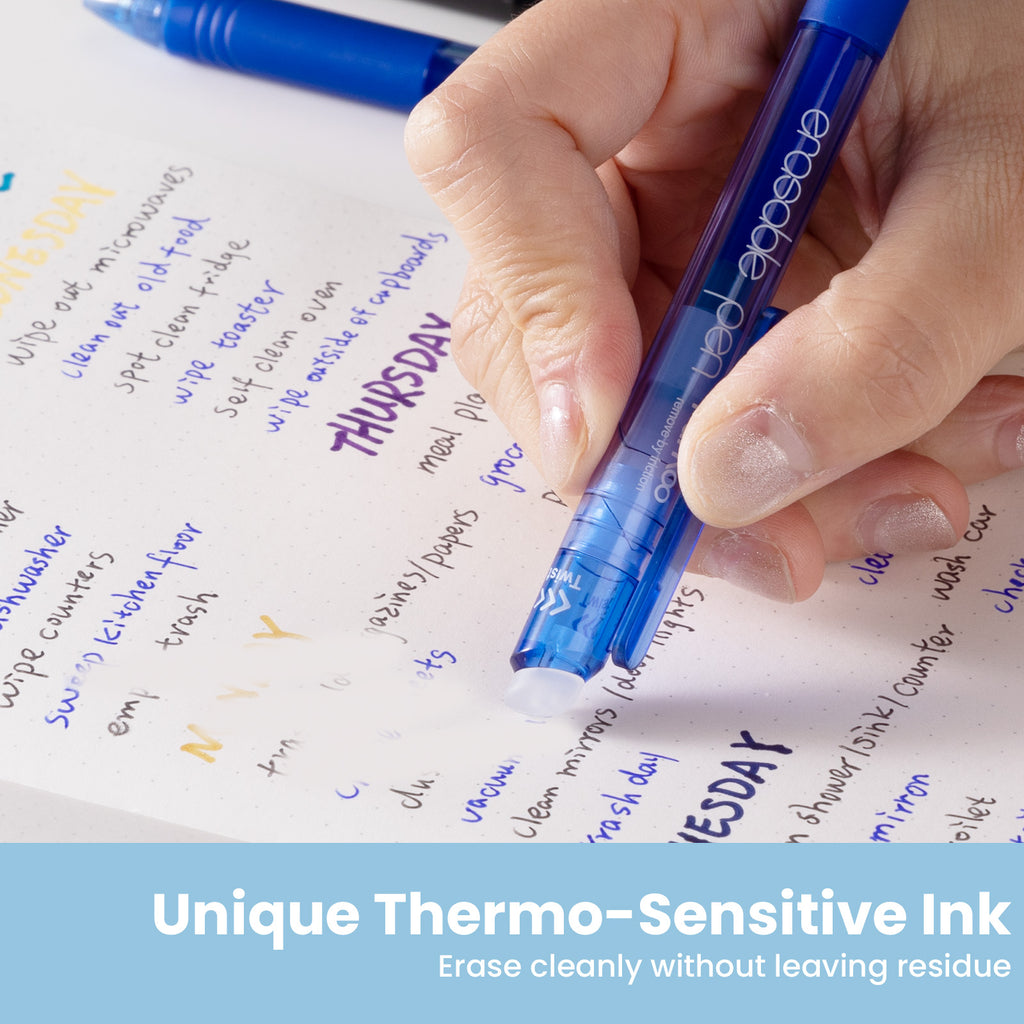 ParKoo Retractable Erasable Gel Pens Twist-Write, Fine Point 0.7 mm, Make Mistake Disappear, 12 Blue Ink Pens for Drawing Writing Planners and Crossword Puzzles - ParKoo