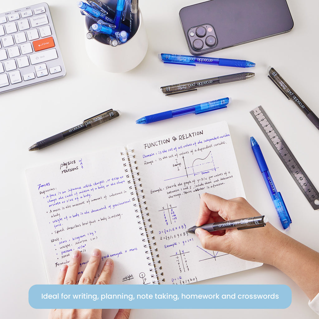ParKoo Retractable Erasable Gel Pens Twist-Write, Fine Point 0.7 mm, Make Mistake Disappear, 12 Blue Ink Pens for Drawing Writing Planners and Crossword Puzzles - ParKoo