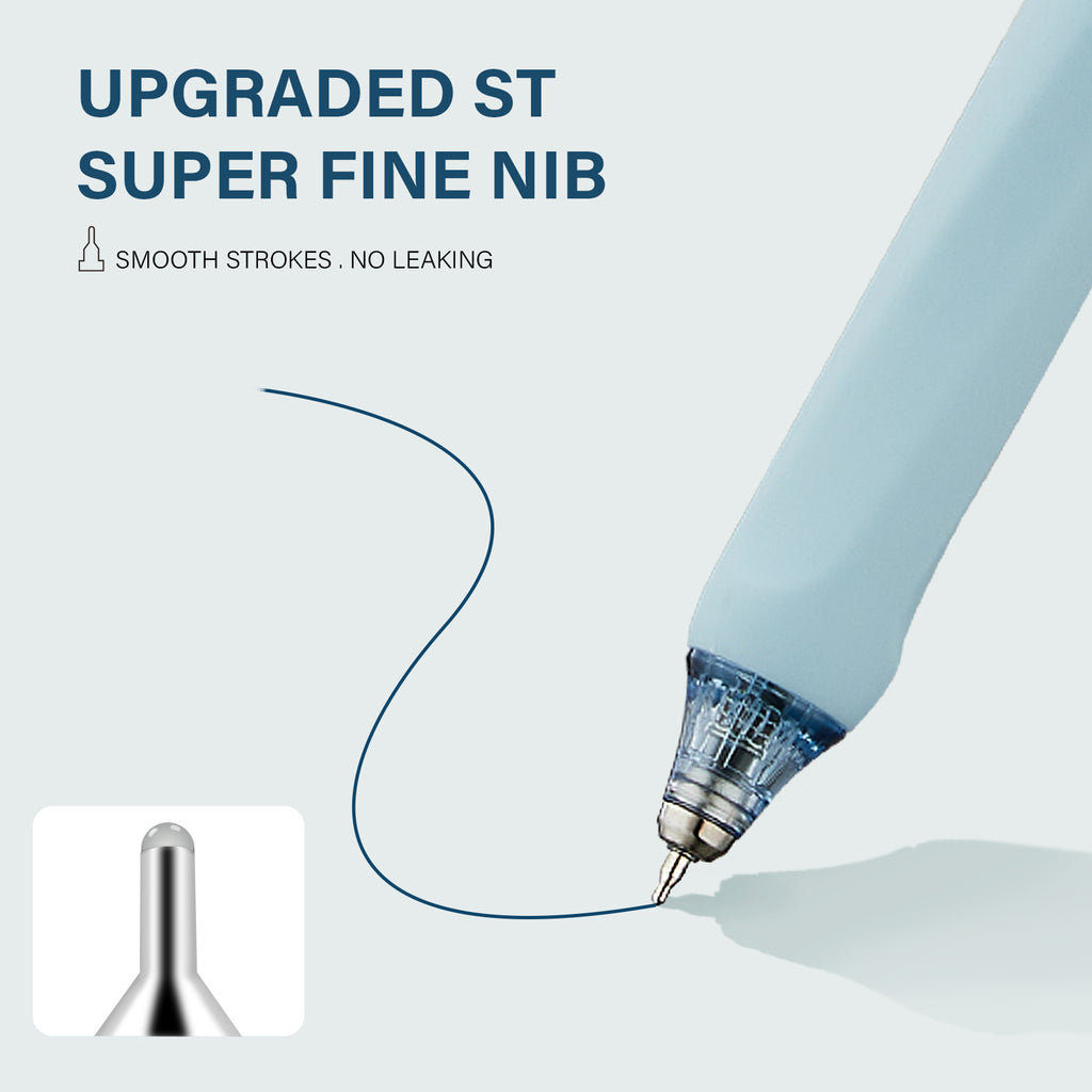 ParKoo Gel Pens Quick Dry Ink Fine Point 0.5mm, Retractable Rolling Ball Blue Ink Pen, Click Silent Pens Set for Journaling Notetaking Drawing Sketching Smooth Writing Non Bleed 12pcs - ParKoo