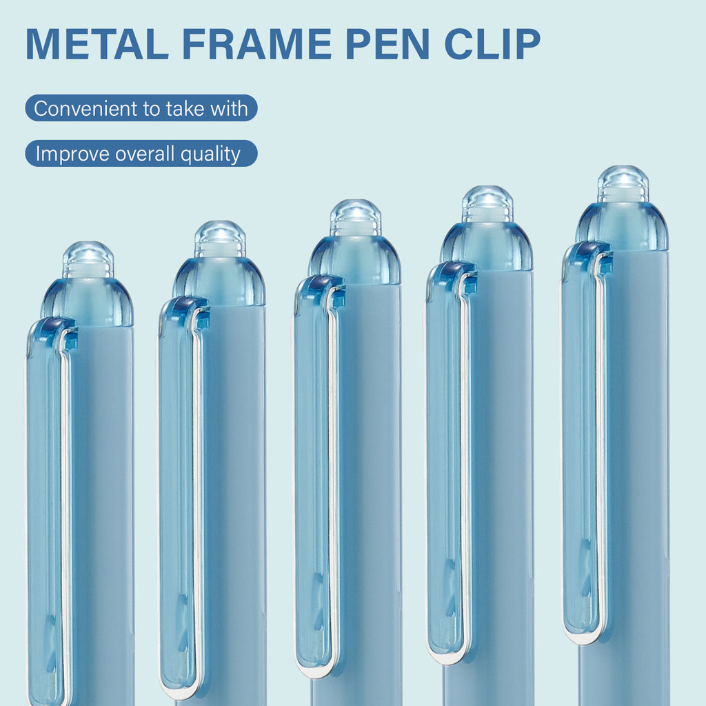 ParKoo Gel Pens Quick Dry Ink Fine Point 0.5mm, Retractable Rolling Ball Blue Ink Pen, Click Silent Pens Set for Journaling Notetaking Drawing Sketching Smooth Writing Non Bleed 12pcs - ParKoo