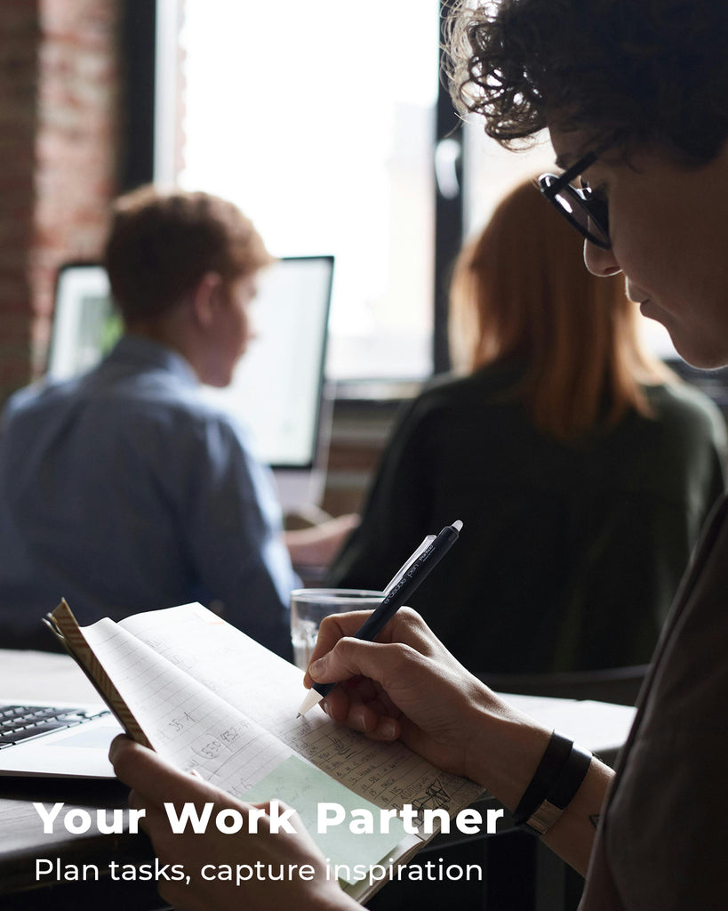 Clicker, Fine Point 0.7 mm, Make Mistakes Disappear, 6 Black/6 Blue Smooth Ink Pens for Writing, Planners, Note Taking and Crossword Puzzles - ParKoo