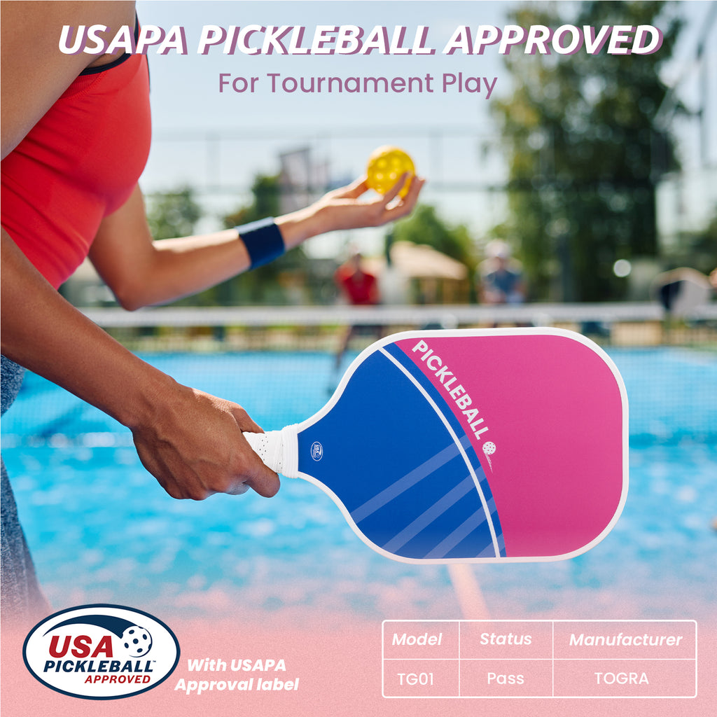 TOGRA Pickleball Paddles Set of 2, USAPA Approved Carbon Fiber Pickleball Set, Lightweight Graphite Pickleball Rackets with 4 Pickleball Balls, 1 Pickleball Bag, Pickle Ball Paddle Set - ParKoo