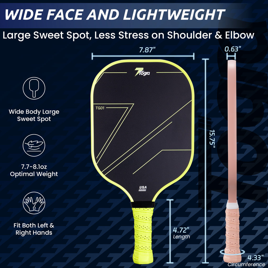 TOGRA Pickleball Paddles Set of 2, USAPA Approved Carbon Fiber Pickleball Set, Lightweight Graphite Pickleball Rackets with 4 Pickleball Balls, 1 Pickleball Bag, Pickle Ball Paddle Set - ParKoo