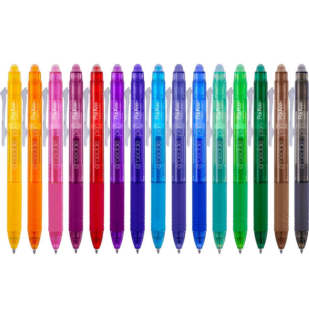 ParKoo Erasable Gel Pens, 15 Colors Retractable Pens Clicker, Fine Point 0.7mm, Make Mistakes Disappear, Assorted Color Inks for Drawing Coloring Writing Planner - ParKoo