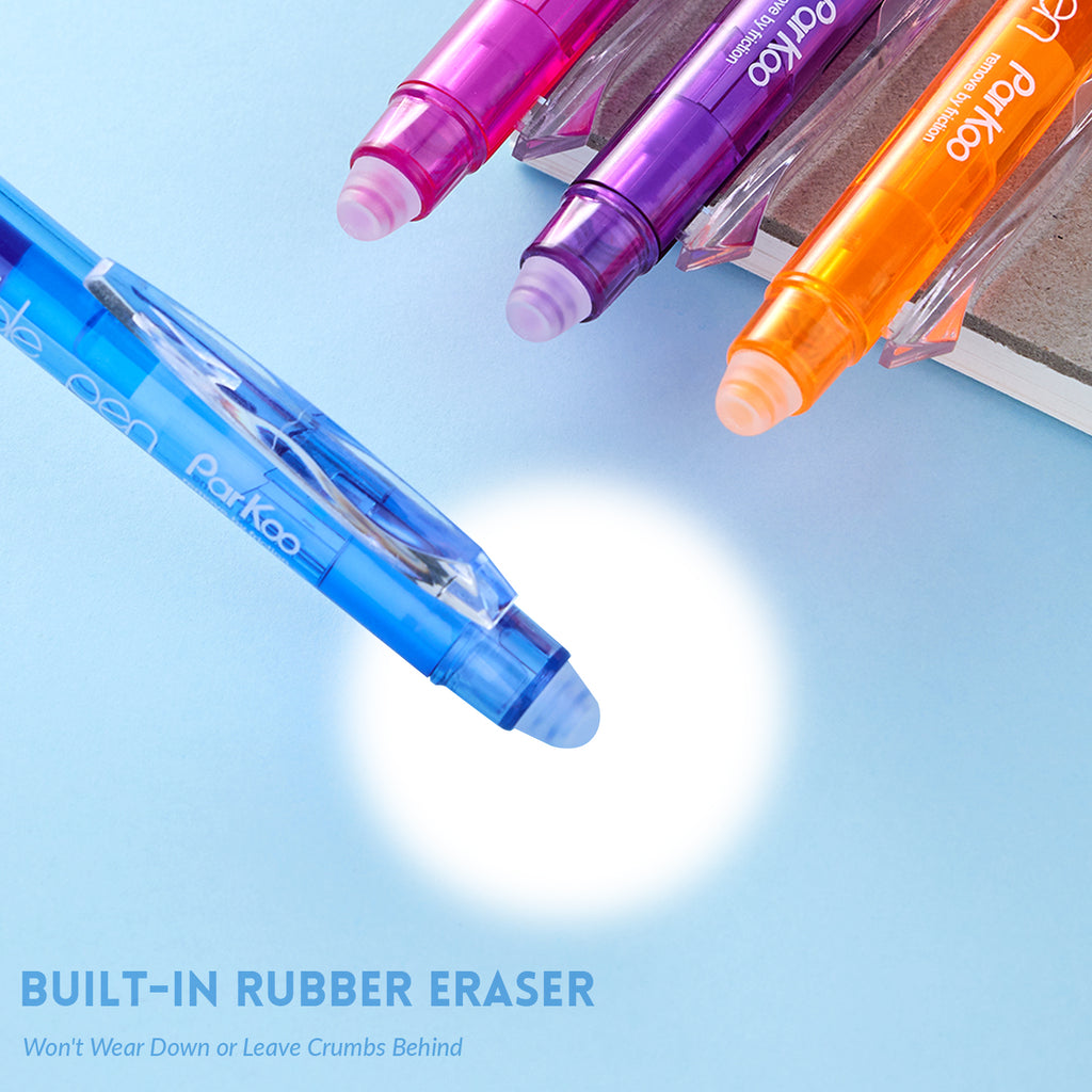 ParKoo 18 Colors Retractable Erasable Gel Pens Clicker, Fine Point 0.7mm, Make Mistakes Disappear, Comfort Grip for Journaling Drawing Writing Planners - ParKoo