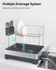 ParKoo Large Dish Drying Rack, Dish Racks for Kitchen Counter, 2 Tier Stainless Steel Dish Drainer with Rotatable Spout, Extra Large Kitchen Drying Rack with Utensil Holder & Cup Holder - ParKoo