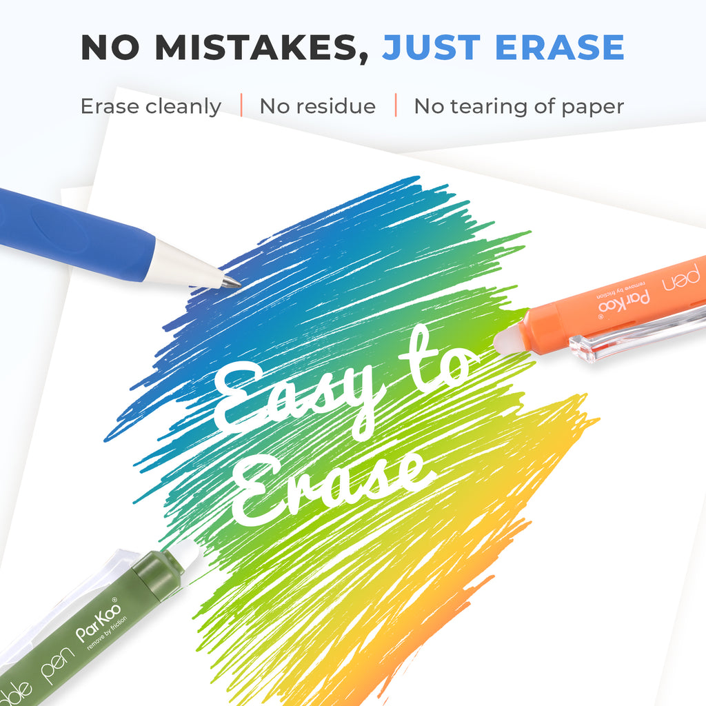 ParKoo Erasable Gel Pens, 12 Colors Retractable Erasable Colored Pens Fine Point 0.7mm, Make Mistakes Disappear, Assorted Color Inks for Drawing Coloring Writing Planner - ParKoo