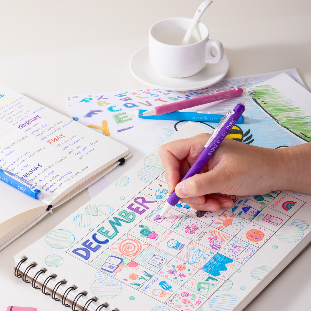 ParKoo Erasable Gel Pens, 24 Colors Retractable Erasable Colored Pens Fine Point 0.7mm, Make Mistakes Disappear, Assorted Color Inks for Drawing Coloring Writing Planner - ParKoo