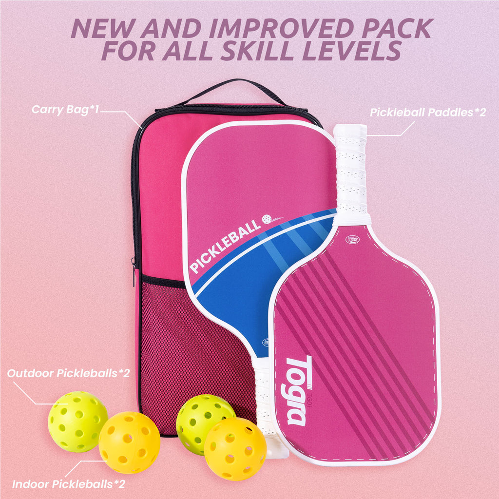 TOGRA Pickleball Paddles Set of 2, USAPA Approved Carbon Fiber Pickleball Set, Lightweight Graphite Pickleball Rackets with 4 Pickleball Balls, 1 Pickleball Bag, Pickle Ball Paddle Set - ParKoo
