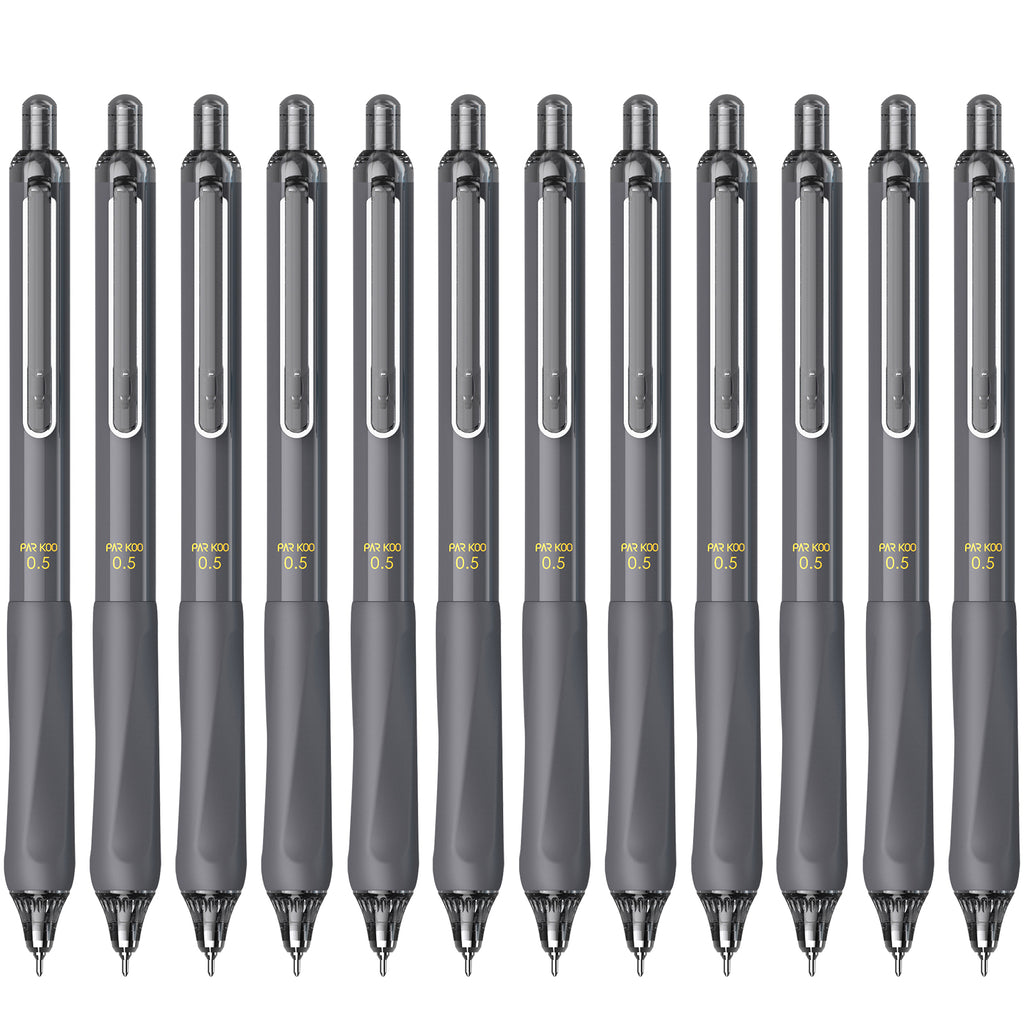 ParKoo Gel Pens Quick Dry Ink Pens Fine Point 0.5mm Retractable Rolling Ball Black Ink Pen Click Silent Pens Set for Journaling Notetaking Drawing Sketching Smooth Writing Non Bleed 12pcs (Black) - ParKoo