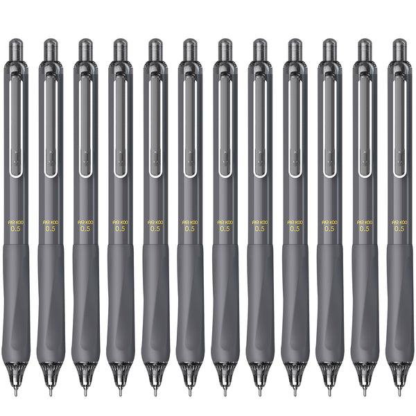 ParKoo Gel Pens Quick Dry Ink Pens Fine Point 0.5mm Retractable Rolling Ball Black Ink Pen Click Silent Pens Set for Journaling Notetaking Drawing Sketching Smooth Writing Non Bleed 12pcs (Black) - ParKoo