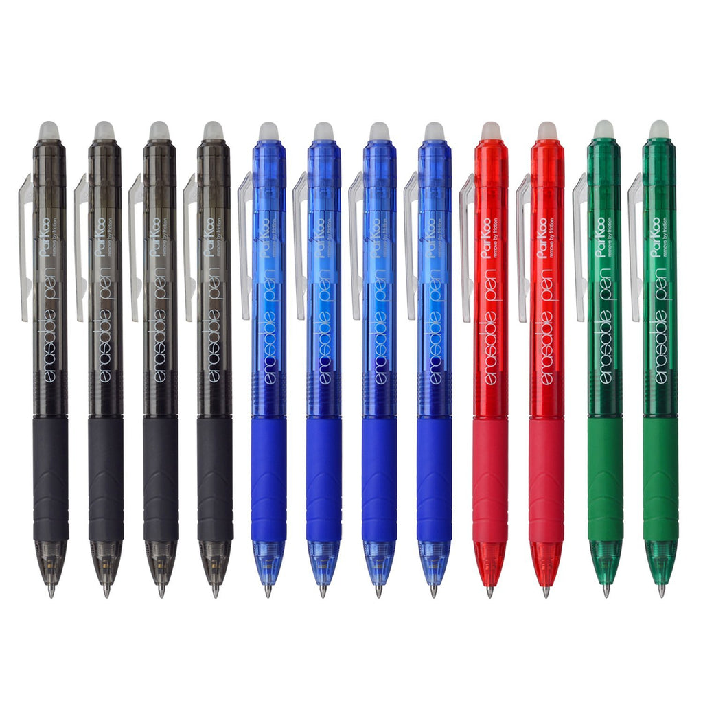 Aozora 24-Pack Erasable Gel Pens - 0.7mm Fine Point Click Retractable, Black & Blue Ink