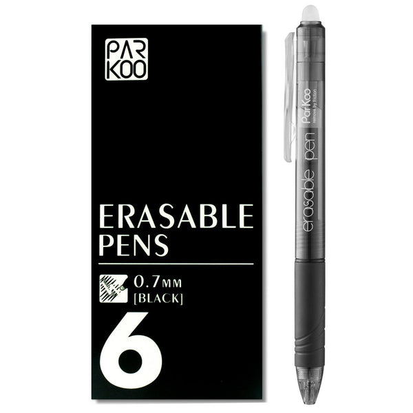 ParKoo Pens & Refills black ParKoo Retractable Erasable Gel Pens Clicker, Fine Point, Black Ink, 6-Pack （Out of stock, available on the 20th）