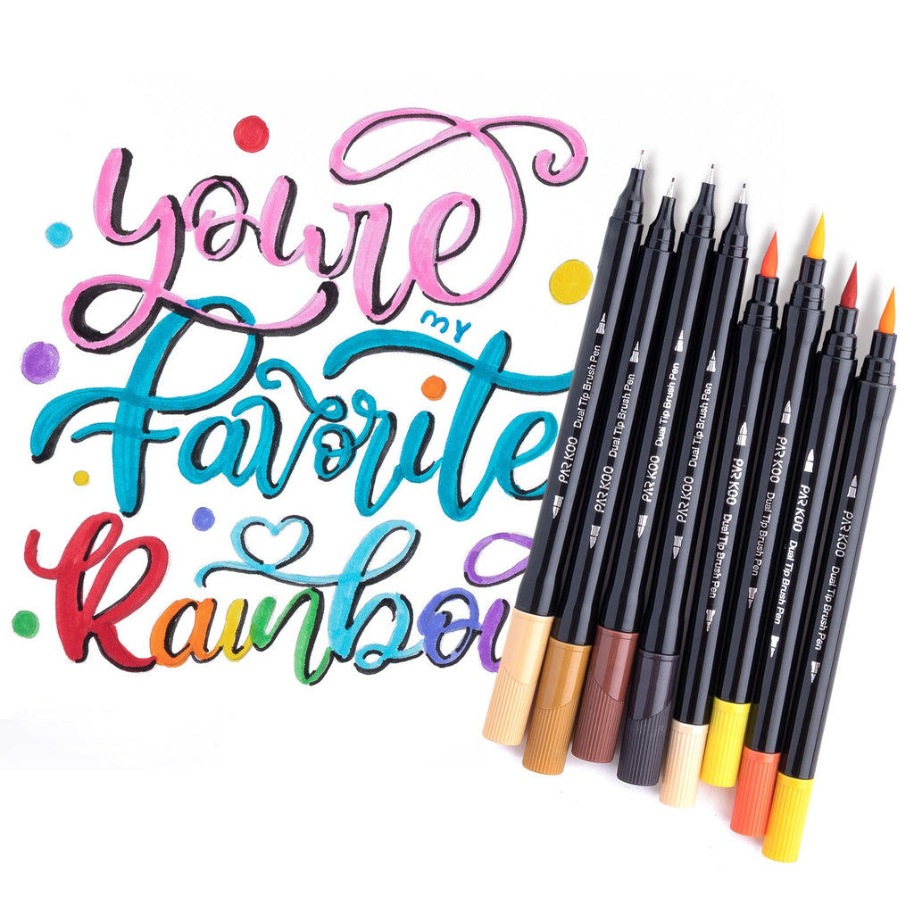 ParKoo Pens & Refills Dual Tip Brush Pens for Coloring Books, ParKoo 60 Colors Artist Fine and Brush Tip Colored Markers for Bullet Journaling Kid Adult Drawing Note Taking Lettering Planning Calligraphy