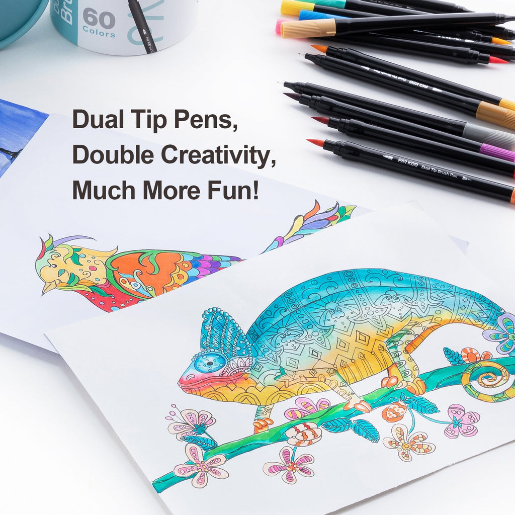  Art Markers Dual Brush Pens for Coloring, 60 Artist