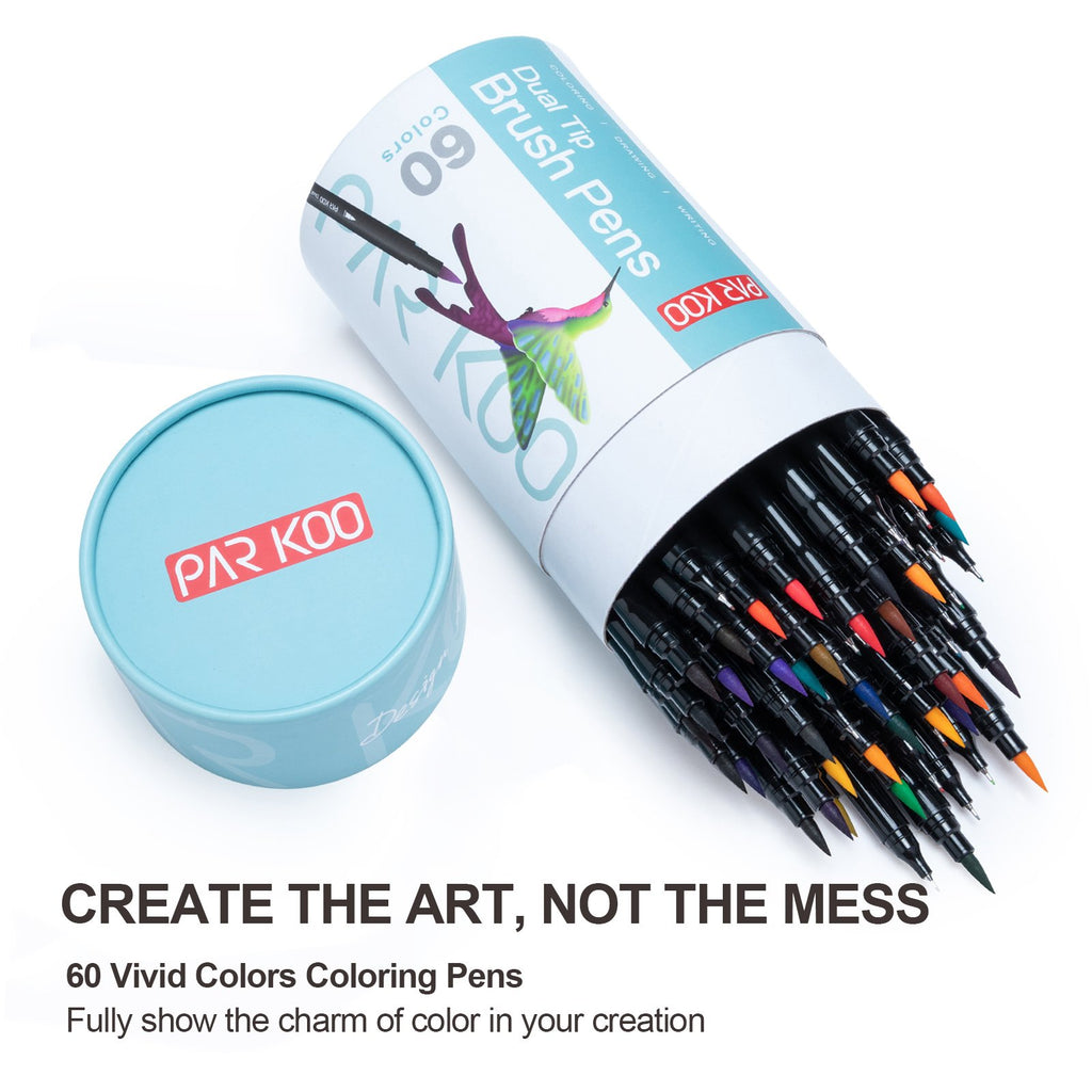 ParKoo 24 Colors Flexible Real Nylon Brush Tip Pens for Watercolor  Painting, 1 Blending Brush