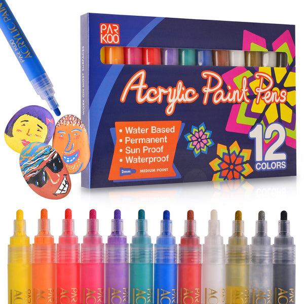 ParKoo Pens & Refills ParKoo 12 Colors Permanent Acrylic Paint Markers