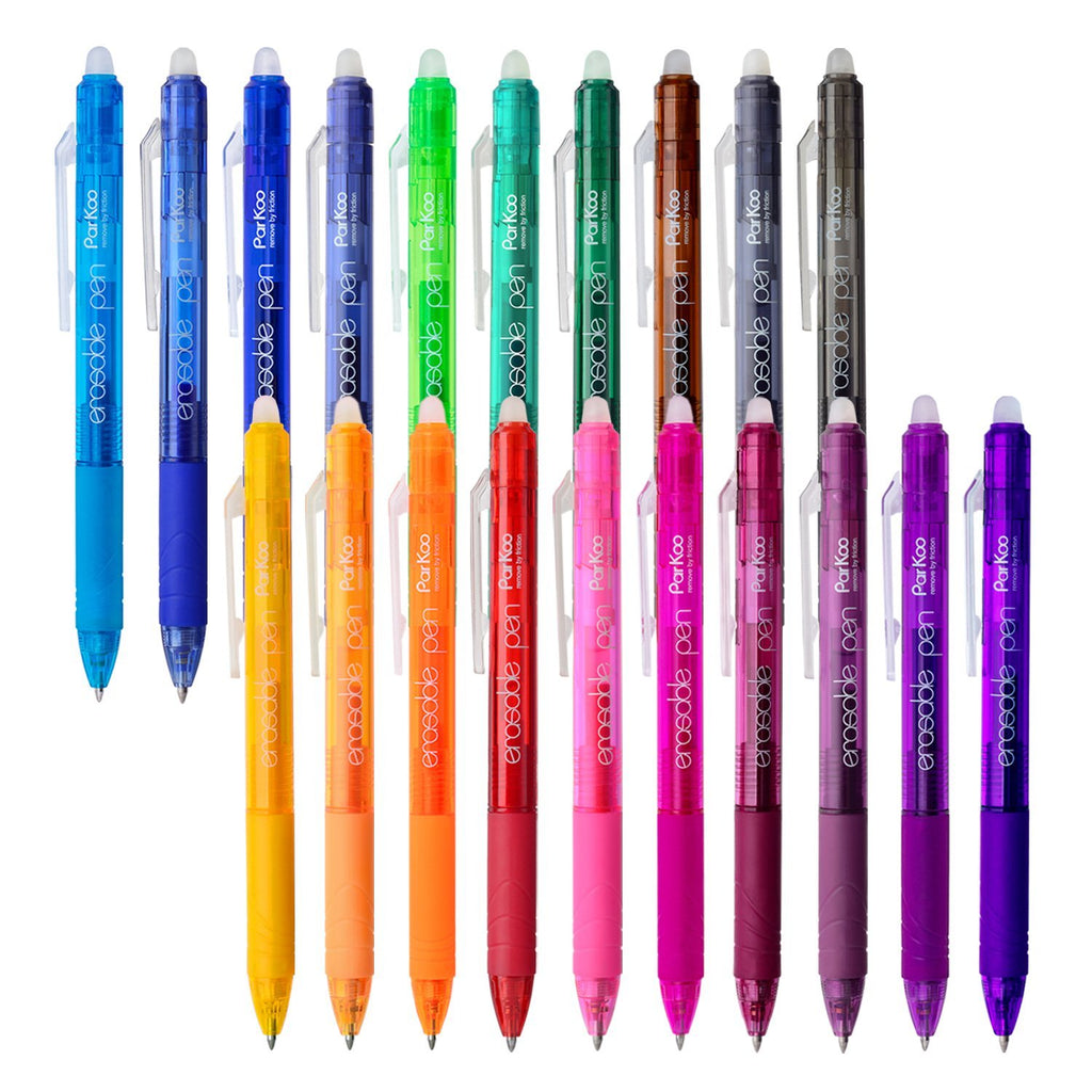 ParKoo 20 Colors Retractable Erasable Gel Pens 0.7 mm, No Need for White Out