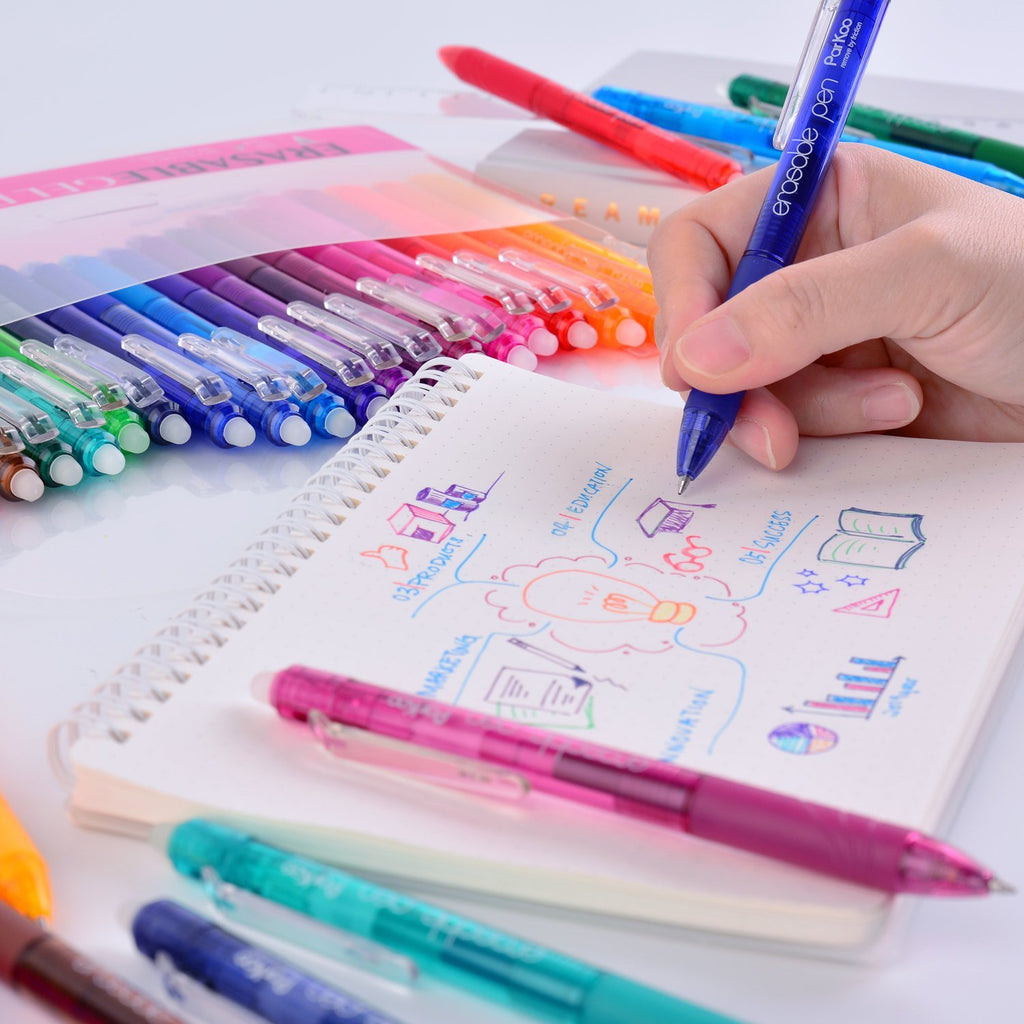  Piochoo Erasable Pens, 10 Assorted Colors Retractable