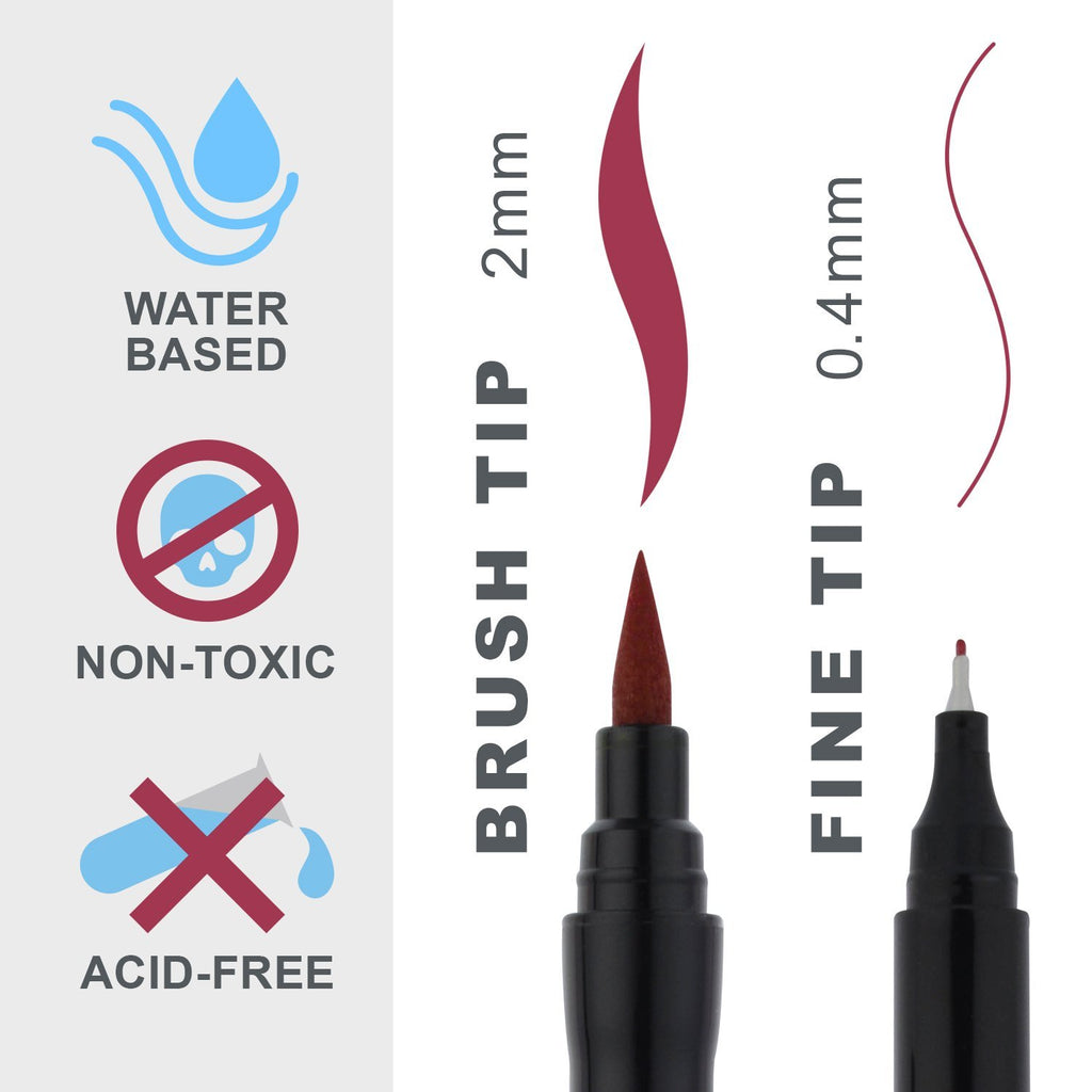 ParKoo Pens & Refills ParKoo 24 Colors Dual Tip Brush Art Marker Pens