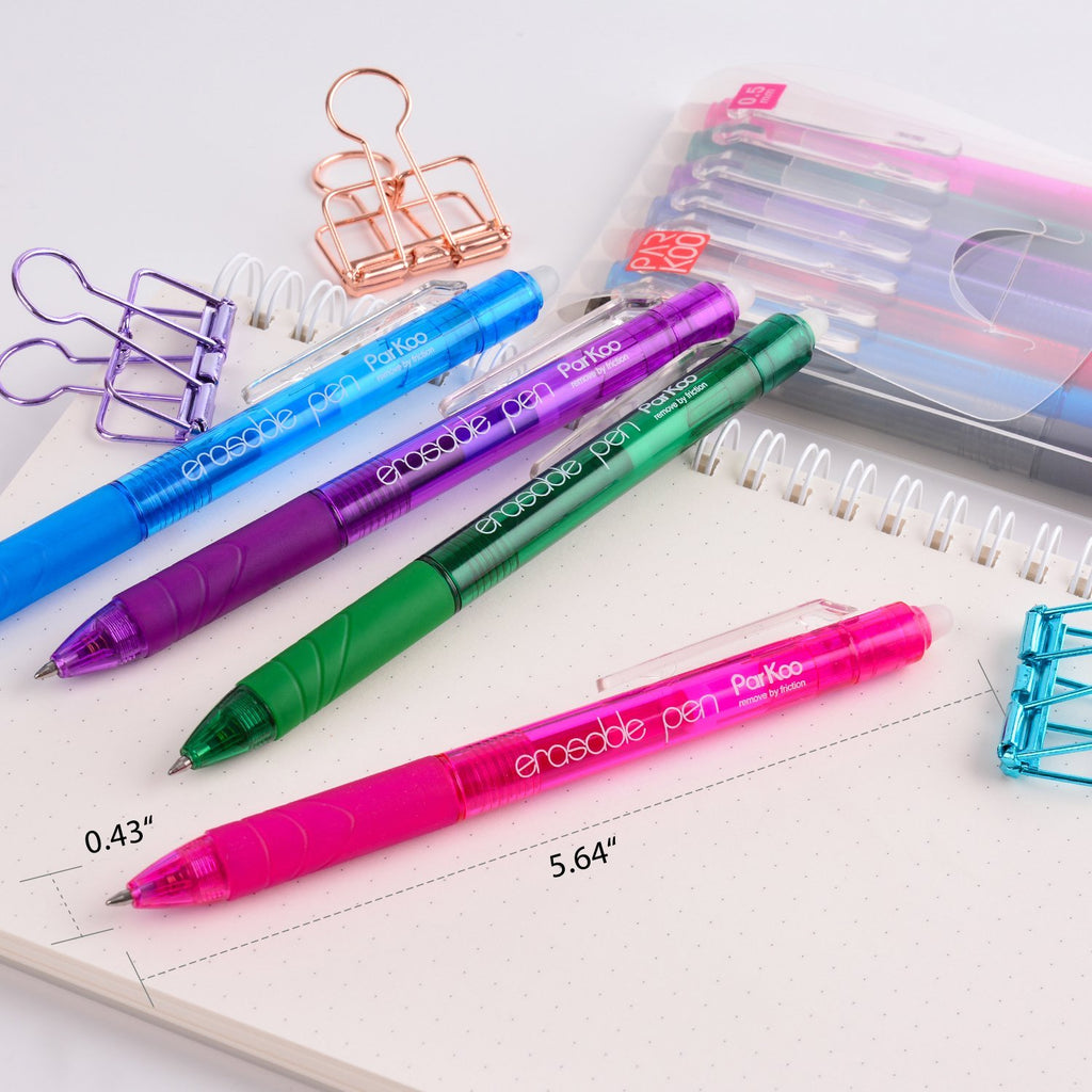 ParKoo Pens & Refills ParKoo 7 Colors Retractable Erasable Gel Pens 0.5 mm, No Need for White Out