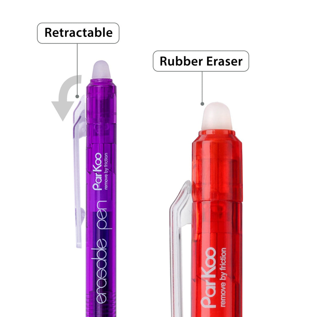 ParKoo Pens & Refills ParKoo 7 Colors Retractable Erasable Gel Pens 0.5 mm, No Need for White Out