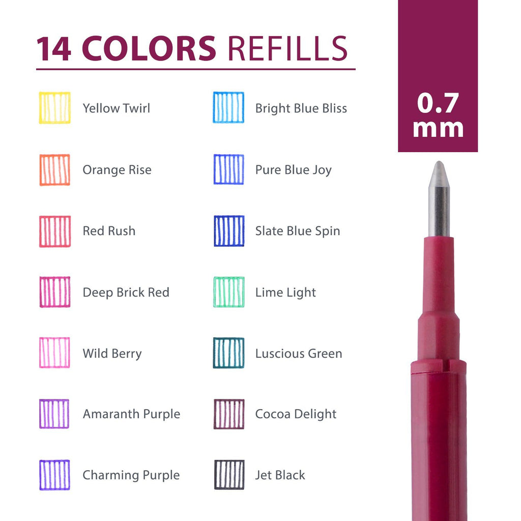 ParKoo Pens & Refills ParKoo Gel Ink Refills Compatible with FriXion and Friction Erasable Gel Pens, Fine Point 0.7 mm, 14 Colors