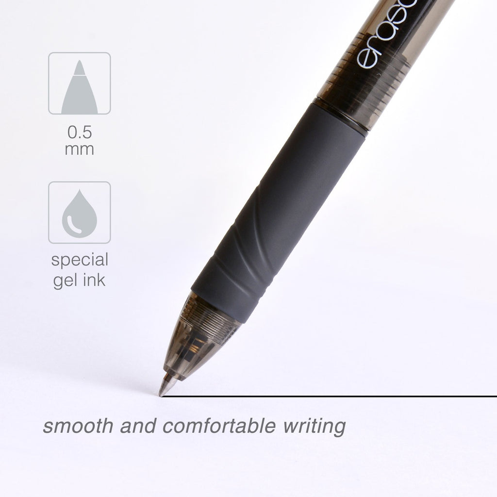 ParKoo Pens & Refills ParKoo Retractable Erasable 0.5mm Gel Pens, No Need for White Out, 6 Black/6 Blue Ink