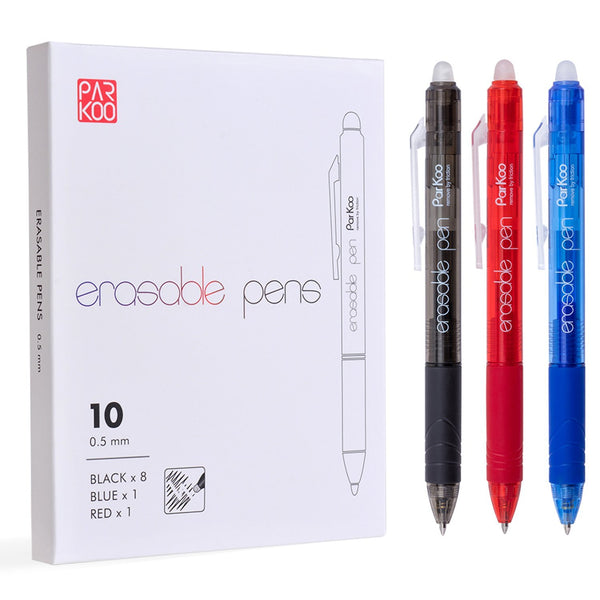 ParKoo Retractable Erasable Gel Pens Clicker, Fine Point, No Need for White Out, Assorted Color Inks for Planners and Crossword Puzzles, 7-Pack