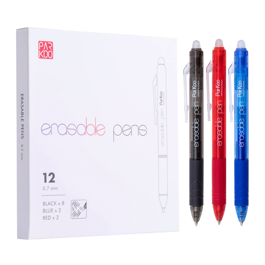 ParKoo Pens & Refills ParKoo Retractable Erasable Gel Pens 0.7 mm, No Need for White Out,12-pack