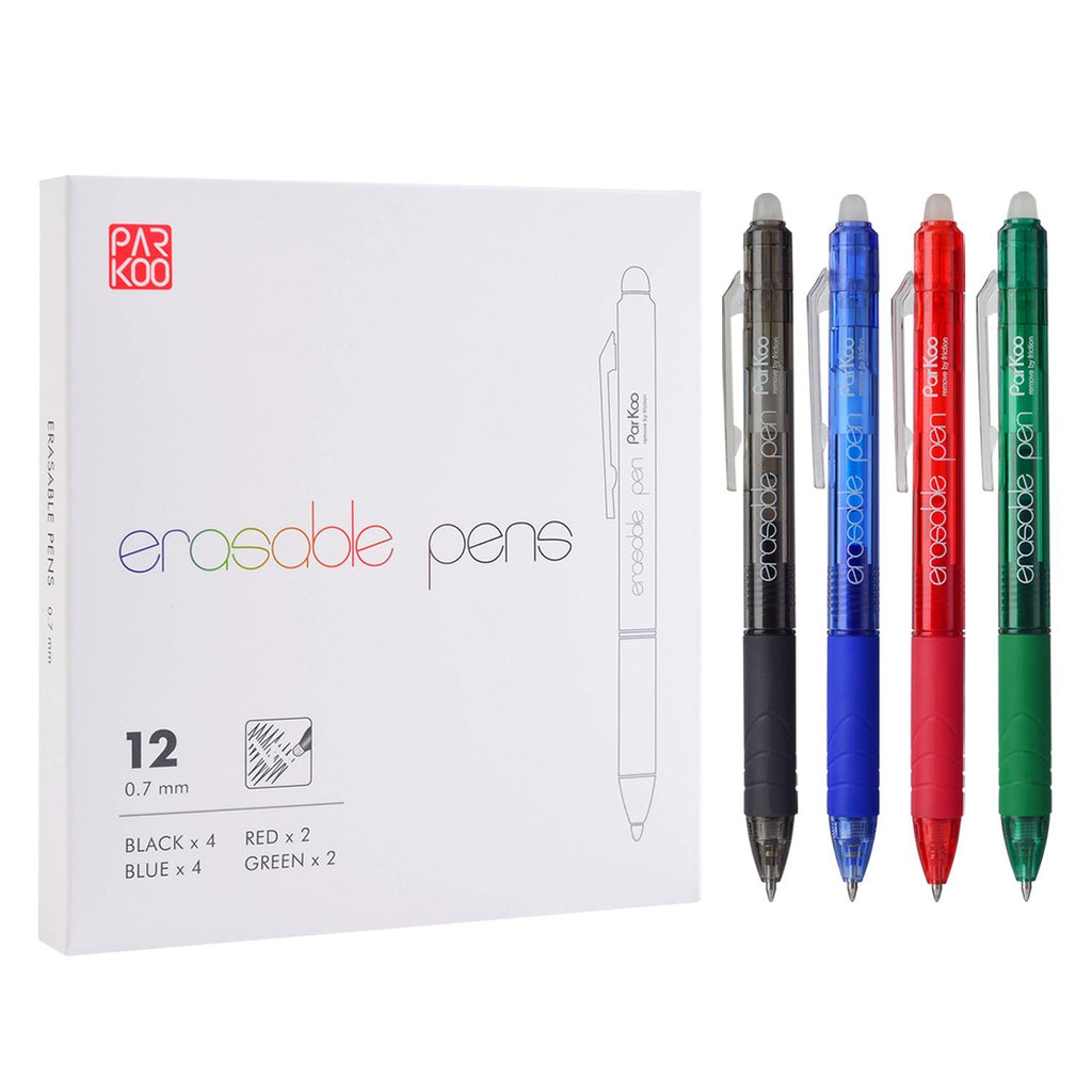 ParKoo Pens & Refills ParKoo Retractable Erasable Gel Pens 0.7 mm, No Need for White Out,12-pack