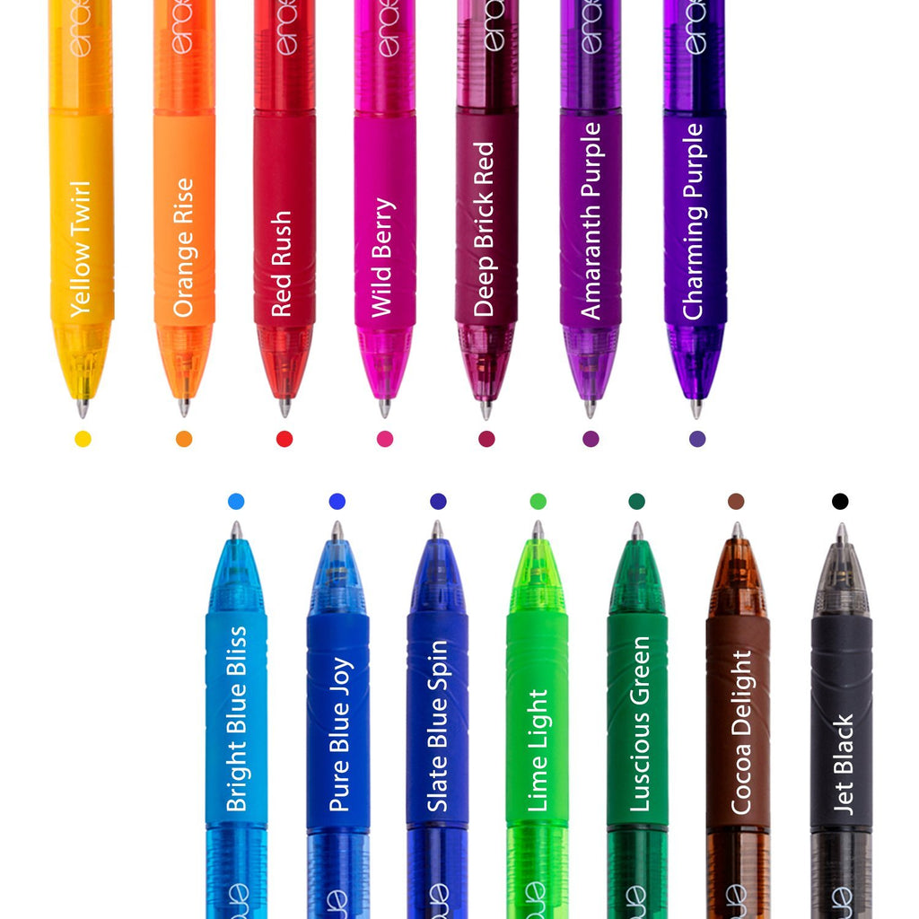 ParKoo Retractable Erasable Gel Pens Clicker, 14 Count (Pack of 1), 14  Colors