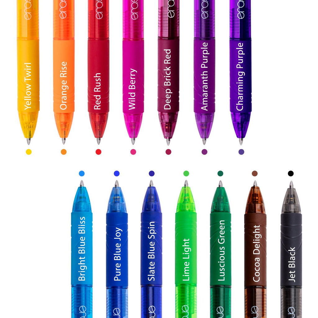 ParKoo Retractable Erasable Gel Pens 0.5 mm, 8 Black/1 Blue/1 Red Ink