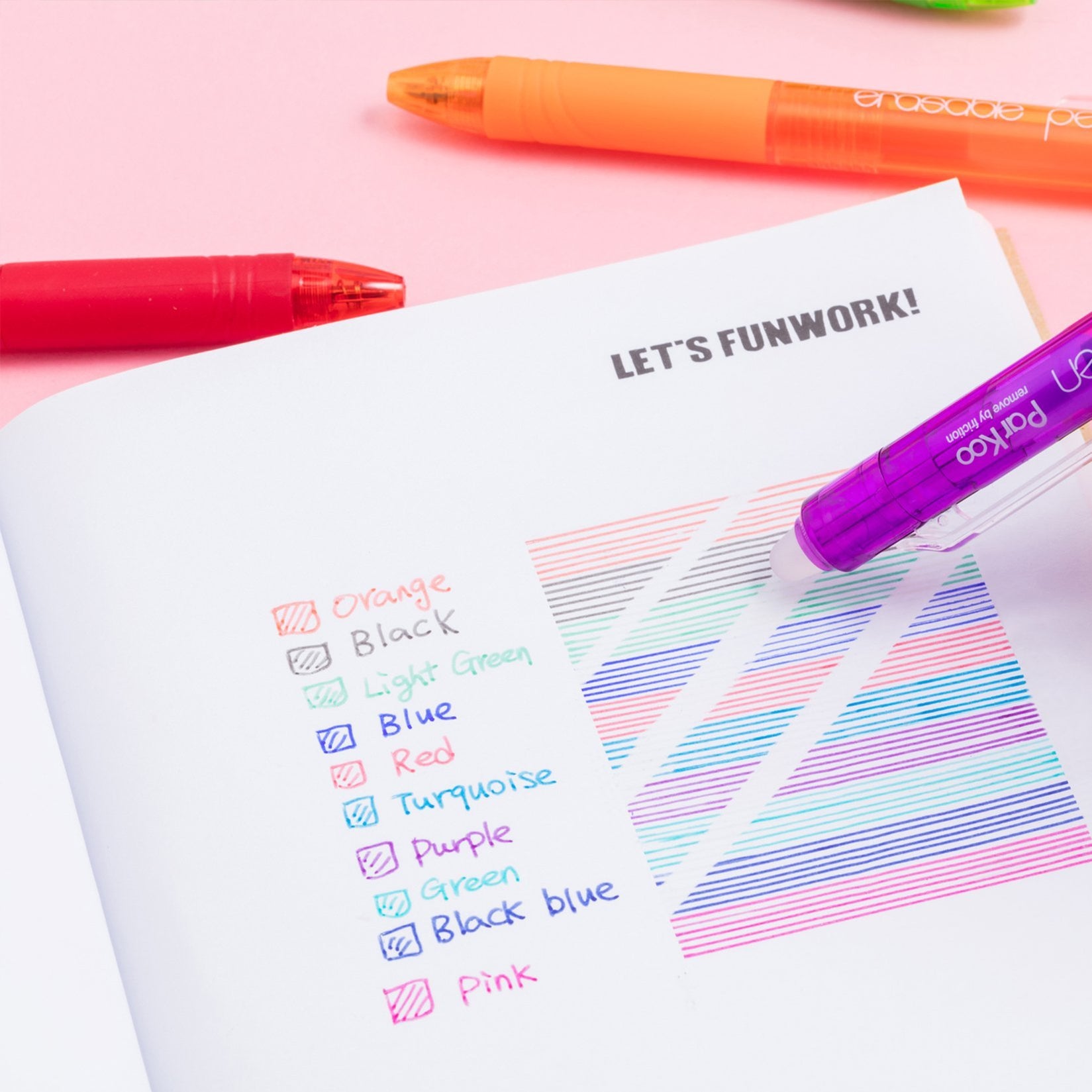 ParKoo Retractable Erasable Gel Pens Clicker, Assorted Color Inks for