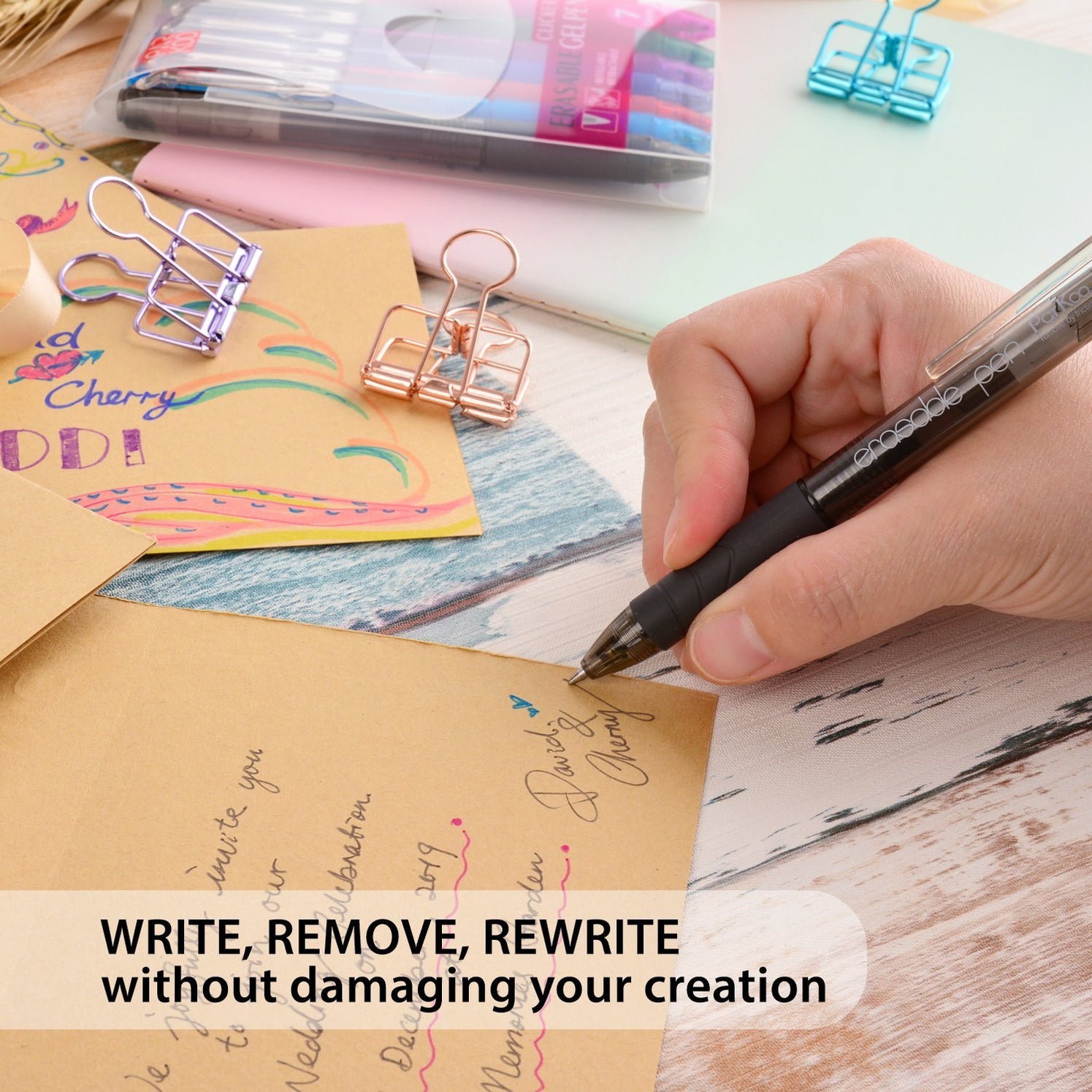 ParKoo Retractable Erasable Gel Pens Clicker, Fine