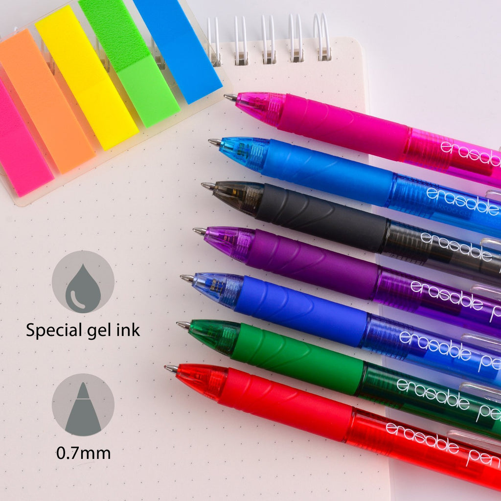  ParKoo Retractable Erasable Gel Pens Clicker Fine Point 0.7 mm,  Make Mistakes Disappear, 3 Black/3 Blue Ink Pens with 4 Bonus Refills for  Drawing Writing Journaling and Crossword Puzzles : Office Products