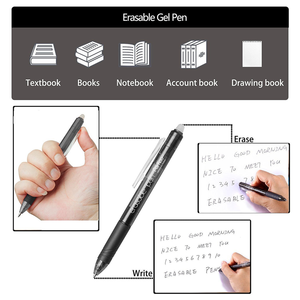 ParKoo Pens & Refills ParKoo Retractable Erasable Gel Pens Clicker, Fine Point, Black Ink, 6-Pack （Out of stock, available on the 20th）